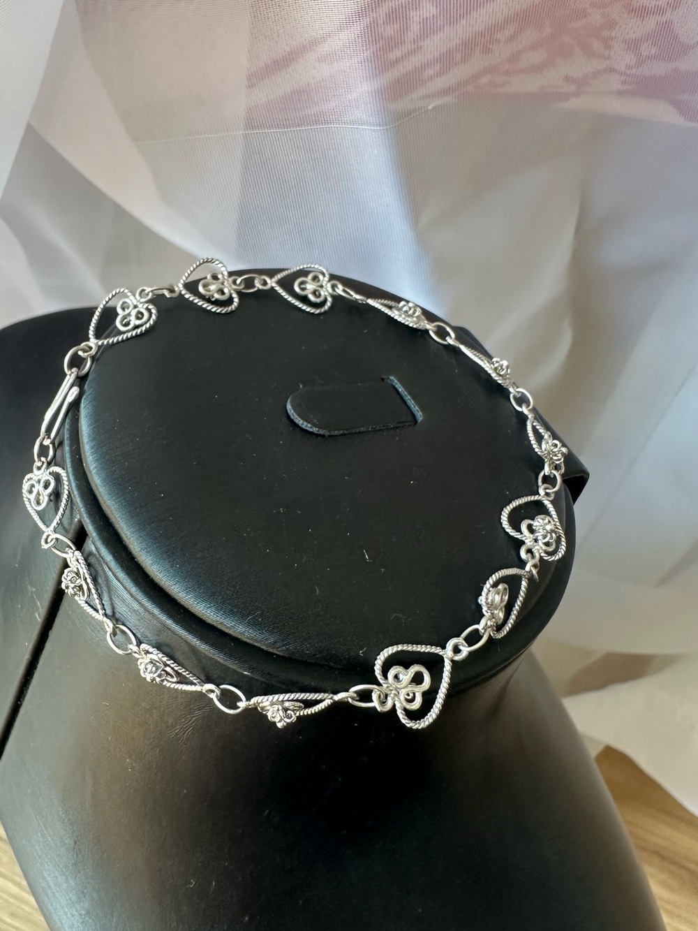 Silver Open-Heart Link Bracelet 925 Sterling Silver